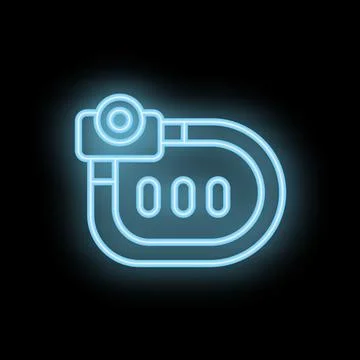 Glowing neon icon of action camera capturing exciting moments Stock Illustration
