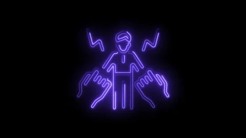 Glowing neon icon animation representing cyber attack hacking security and .. Stock Footage 345989613