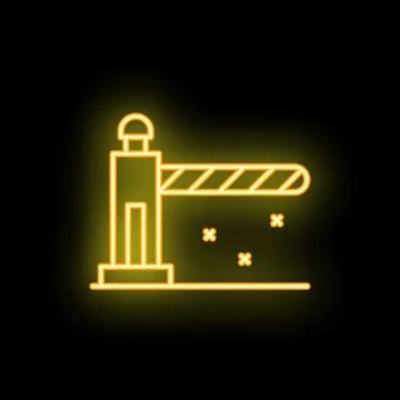 Glowing neon icon of automatic barrier gate closing access Illustrazione stock