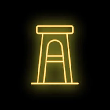 Glowing neon icon of bar stool on black background Stock Illustration
