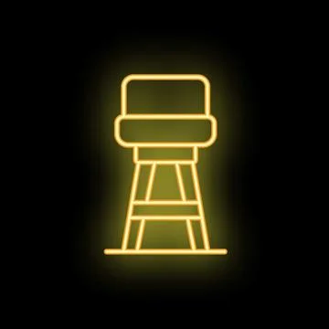 Glowing neon icon of a bar stool on black background Stock Illustration
