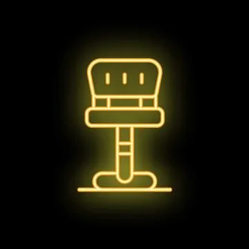 Glowing neon icon of a bar stool on black background Stock Illustration