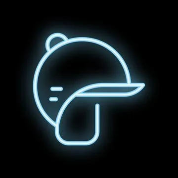 Glowing neon icon of a baseball cap on a black background イラスト素材