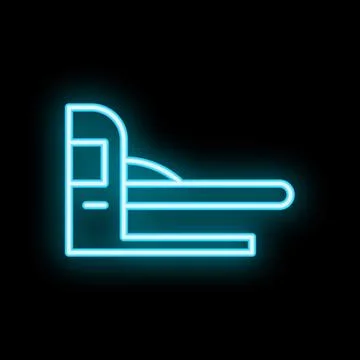 Glowing neon icon of a bedside table with lamp for hotel and hostel Stock Illustration
