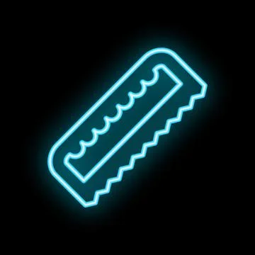 Glowing neon icon of bread knife for baking on black background Stock Illustration