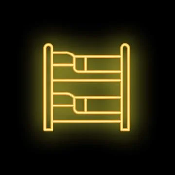 Glowing neon icon of a bunk bed for hotel or hostel advertising Stock Illustration