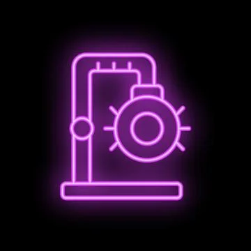 Glowing neon icon of a cable machine for gym Ilustración de archivo