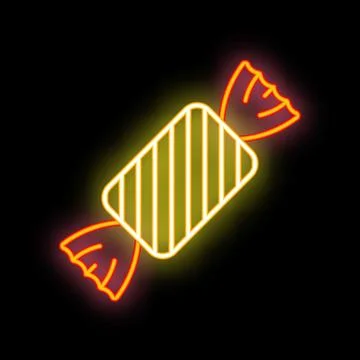 Glowing neon icon of candy on black background Stock Illustration