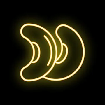 Glowing neon icon of cashew nuts on a black background Stock Illustration