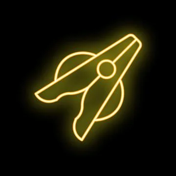 Glowing neon icon of clothes peg on black background Stock Illustration