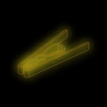 Glowing neon icon of clothes peg on dark background Stock Illustration