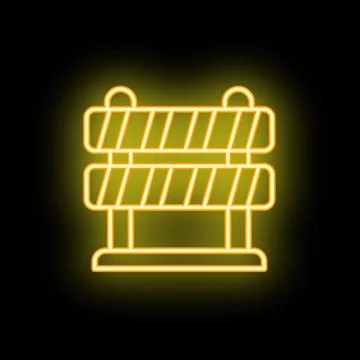 Glowing neon icon of construction barrier for website or app Illustrazione stock