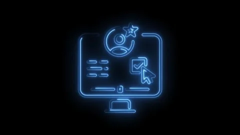Glowing neon icon displaying user account settings and preferences on black Stock Footage 330776290