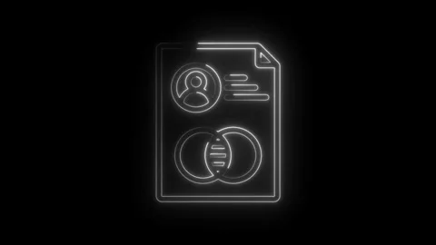 Glowing Neon Icon Document Profile Personal Data Credit Card Payment Symbol on Stock Footage 333959865
