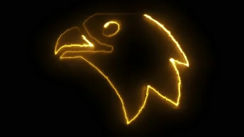 Glowing Neon Icon of Eagle Logo Graphic Element on black background. Stock Footage 183401837