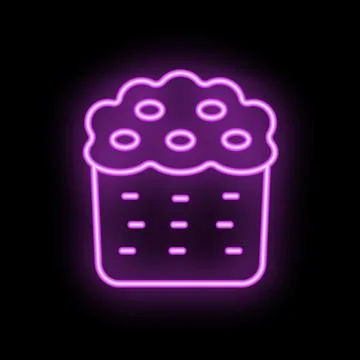 Glowing neon icon of easter cake with glaze on black background Illustrazione stock