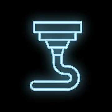 Glowing neon icon of gutter system for house roof Illustrazione stock