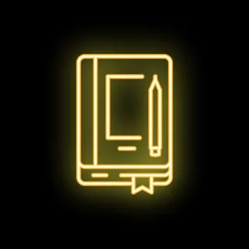Glowing neon icon of a notebook and pencil for note taking and creative ideas 库存插图