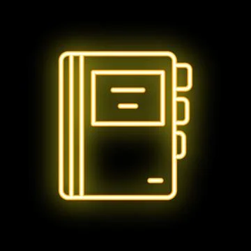 Glowing neon icon of a notebook with bookmark for dark design Stock Illustration