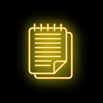 Glowing neon icon of a notepad for taking notes Stock Illustration
