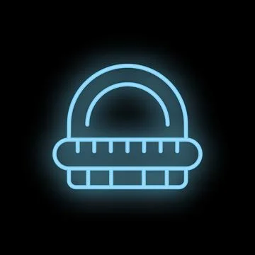 Glowing neon icon of a protractor for measuring angles Stock Illustration
