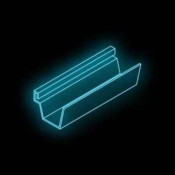 Glowing neon icon of rain gutter for drainage system Illustrazione stock