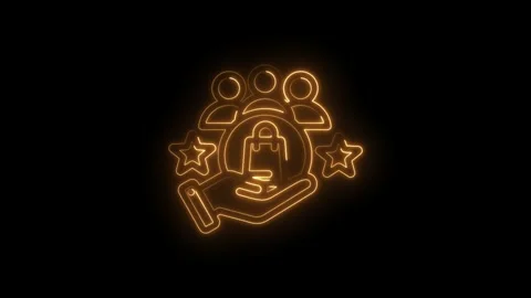 Glowing neon icon representing customer loyalty and satisfaction with a shopping Stock Footage 333969139