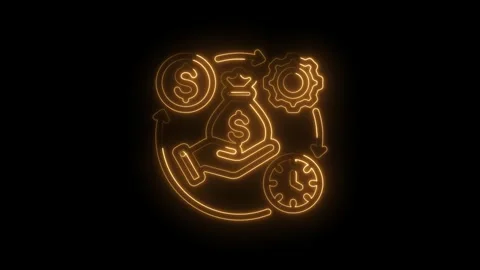 Glowing neon icon representing financial management and business growth wit.. Stock Footage 346112056