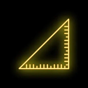 Glowing neon icon of a ruler triangle on a black background Stock Illustration