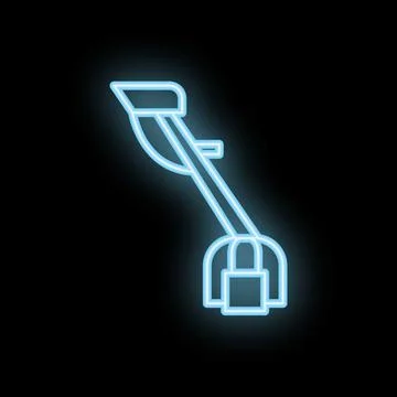 Glowing neon icon of a string trimmer for lawn care and gardening Stock Illustration