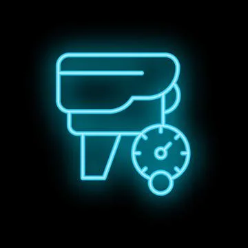 Glowing neon icon of tonometer measuring intraocular pressure Stock Illustration