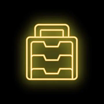 Glowing neon icon of tool box on dark background 스톡 일러스트