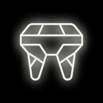 Glowing neon icon of a tooth on a black background Stock Illustration