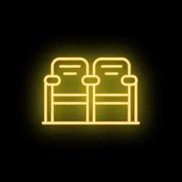 Glowing neon icon of two empty chairs Stock Illustration