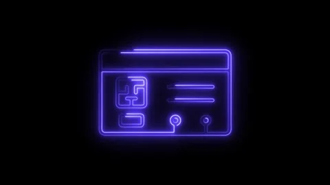 Glowing neon icon of web page interface on black background digital design .. Stock Footage 308287223