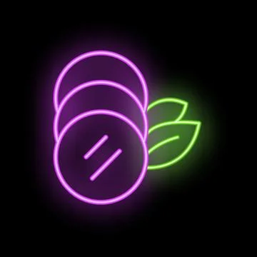 Glowing neon icon of zero waste lifestyle reusable make up removal pads Stock Illustration