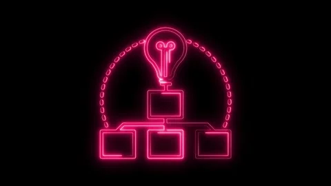 Glowing Neon Idea Flowchart Icon Animation Isolated on Black Background for.. Stock Footage 315656809