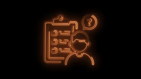 Glowing neon illustration of person questionnaire and question mark for cus.. Stock Footage 345985777