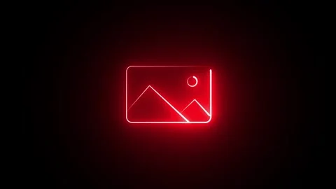 Glowing neon Image gallery icon in black background .Gallery icon , photo a.. Stock Footage 337831609