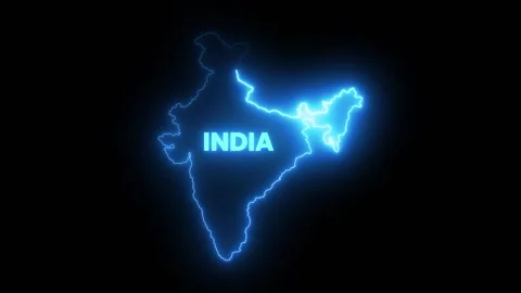 Glowing neon Indian map animation isolated on black background Stock Footage 321409110