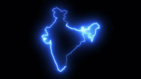 Glowing neon Indian map icon animation isolated on black background Stock Footage 325444727