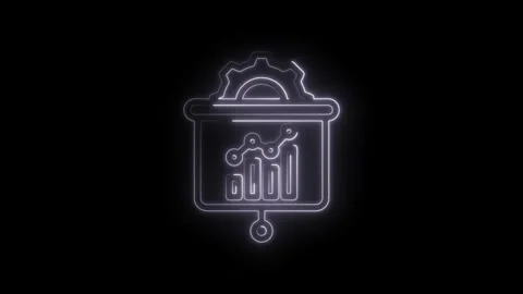 Glowing neon infographic icon representing business analytics data charts and Stock Footage 333963583