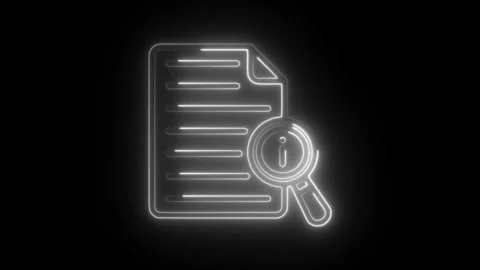 Glowing neon information analysis icon isolated on black background. HD Vid.. Stock Footage 304112483
