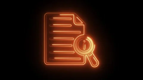 Glowing neon information analysis icon isolated on black background. HD Vid.. Stock Footage 304112496