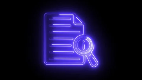 Glowing neon information analysis icon isolated on black background. HD Vid.. Stock Footage 304112534