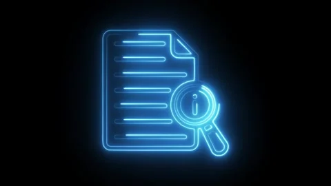 Glowing neon information analysis icon isolated on black background. HD Vid.. Stock Footage 304112539