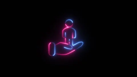 Glowing neon Initial Support icon  sign animation. Stock Footage 289852004