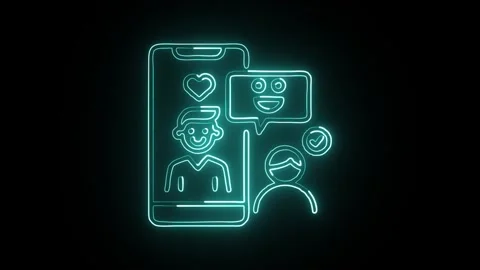 Glowing neon Interaction icon  HD Video motion graphic animation Stock Footage 304858779