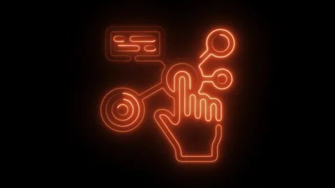 Glowing Neon Interactive Icon Animation on Black Background, HD Motion Grap.. Stock Footage 301172352