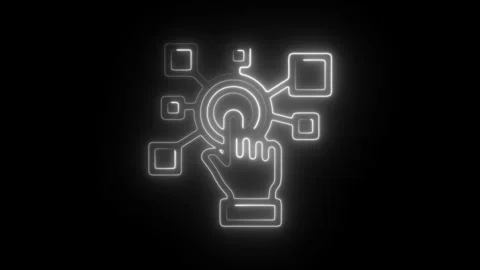 Glowing neon interactive icon isolated on black background. HD Video motion.. Stock Footage 304119721